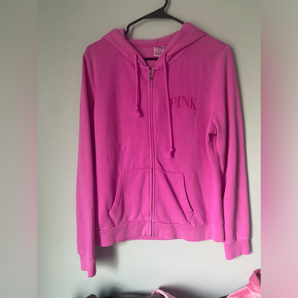 VS Pink Zip Up Sweater - Medium